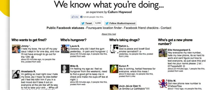 Screencap of We know what you are doing site